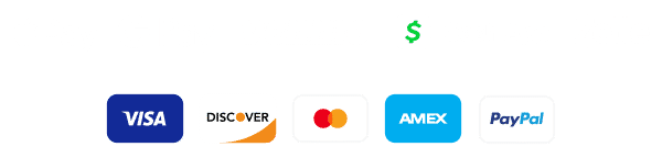 Apple Pay, Venmo, CashApp, Google Pay, Zelle & Major Credit Cards